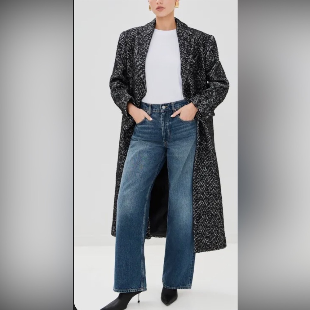 Anine Bing Quinn Herringbone Wool Coat